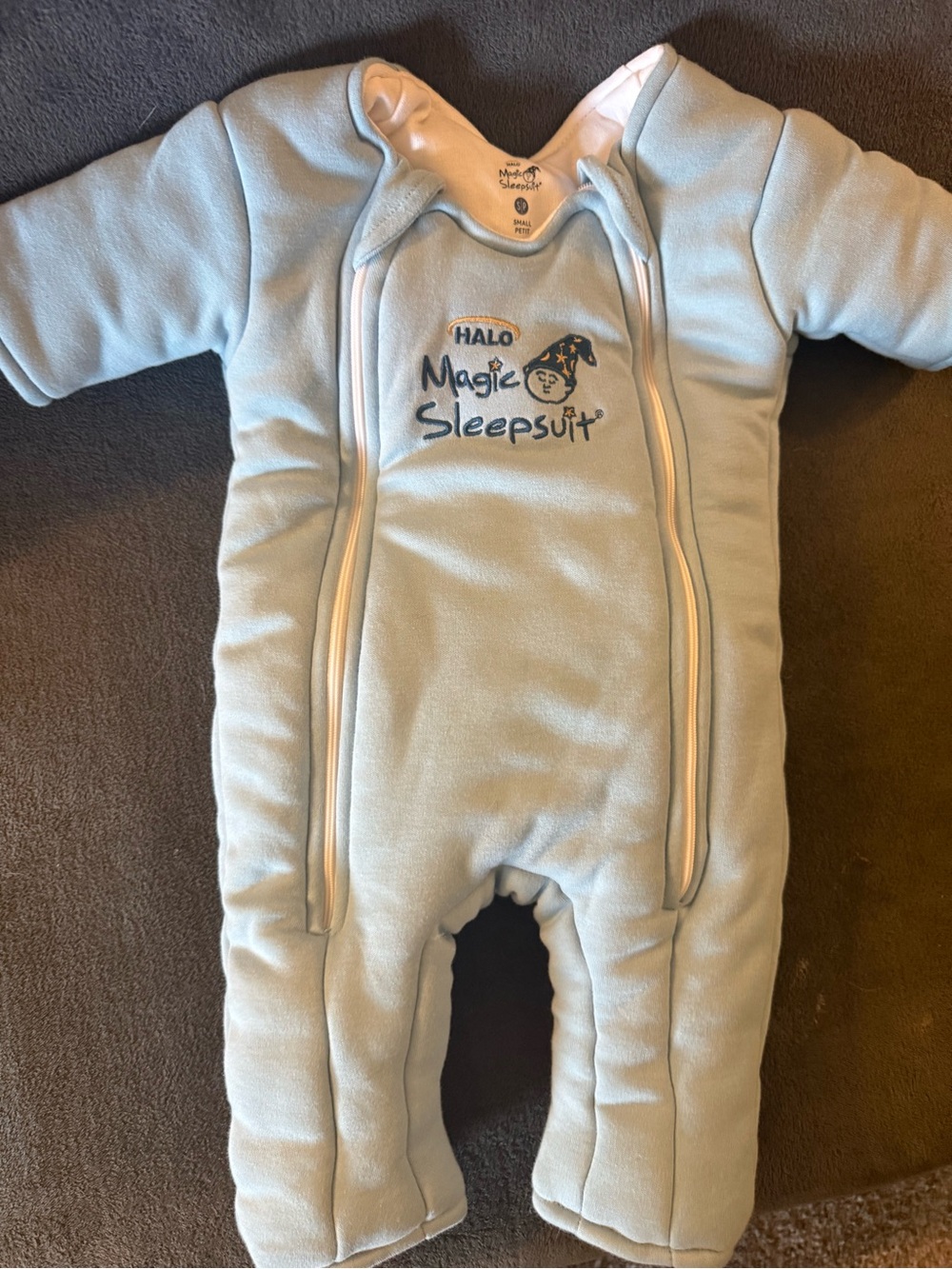 Halo Light Blue Fleece Baby Sleepsuit with Dual Zippers